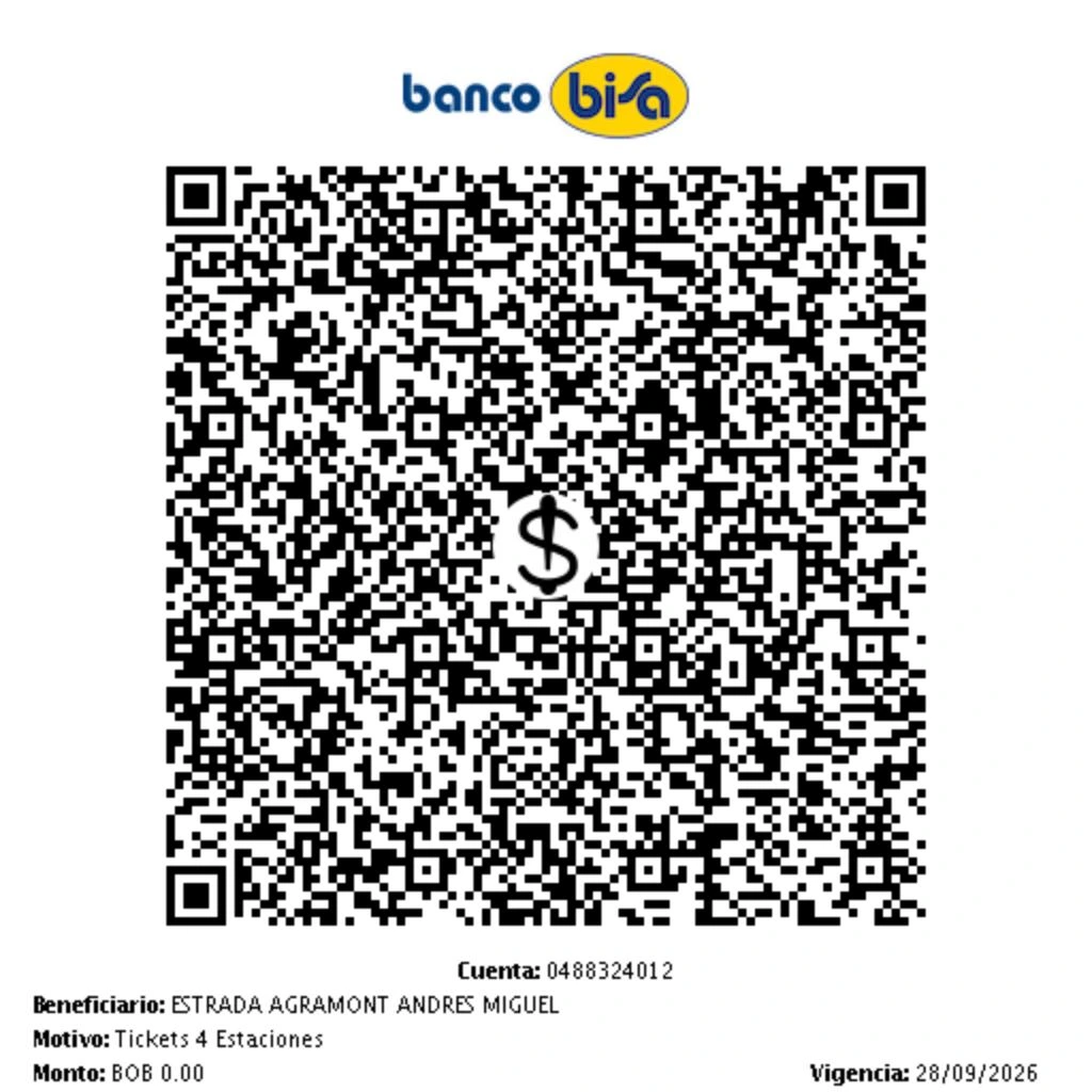 Código QR para pagar la reserva del concierto